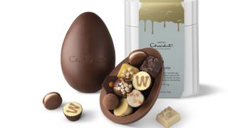 Chocolate egg with truffles inside