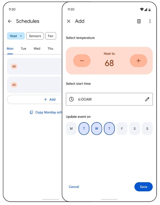 scheduling temperatures in 3rd gen Nest Learning Thermostat and the Nest Thermostat E