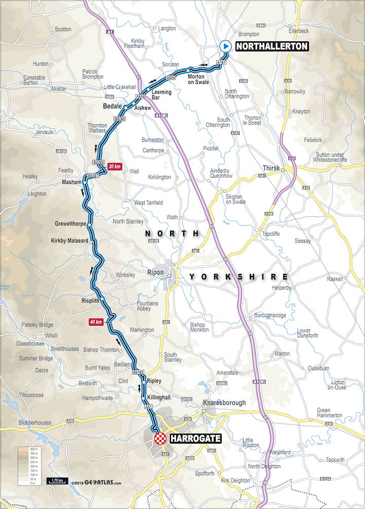2019 UCI Road World Championships elite men's time trial map