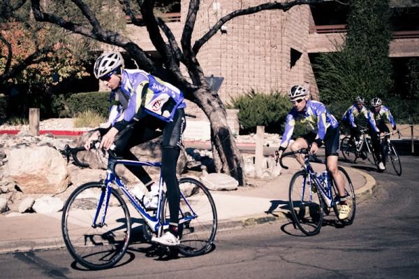 Team Type 1-Sanofi riders leave the resort for the day to get some miles in.
