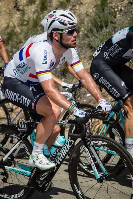 Mark Cavendish (Omega Pharma-Quickstep) back in the bunch on the climb