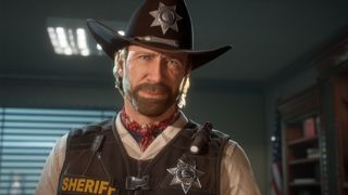 Crime Boss: Rockay City's Chuck Norris dressed as a sheriff