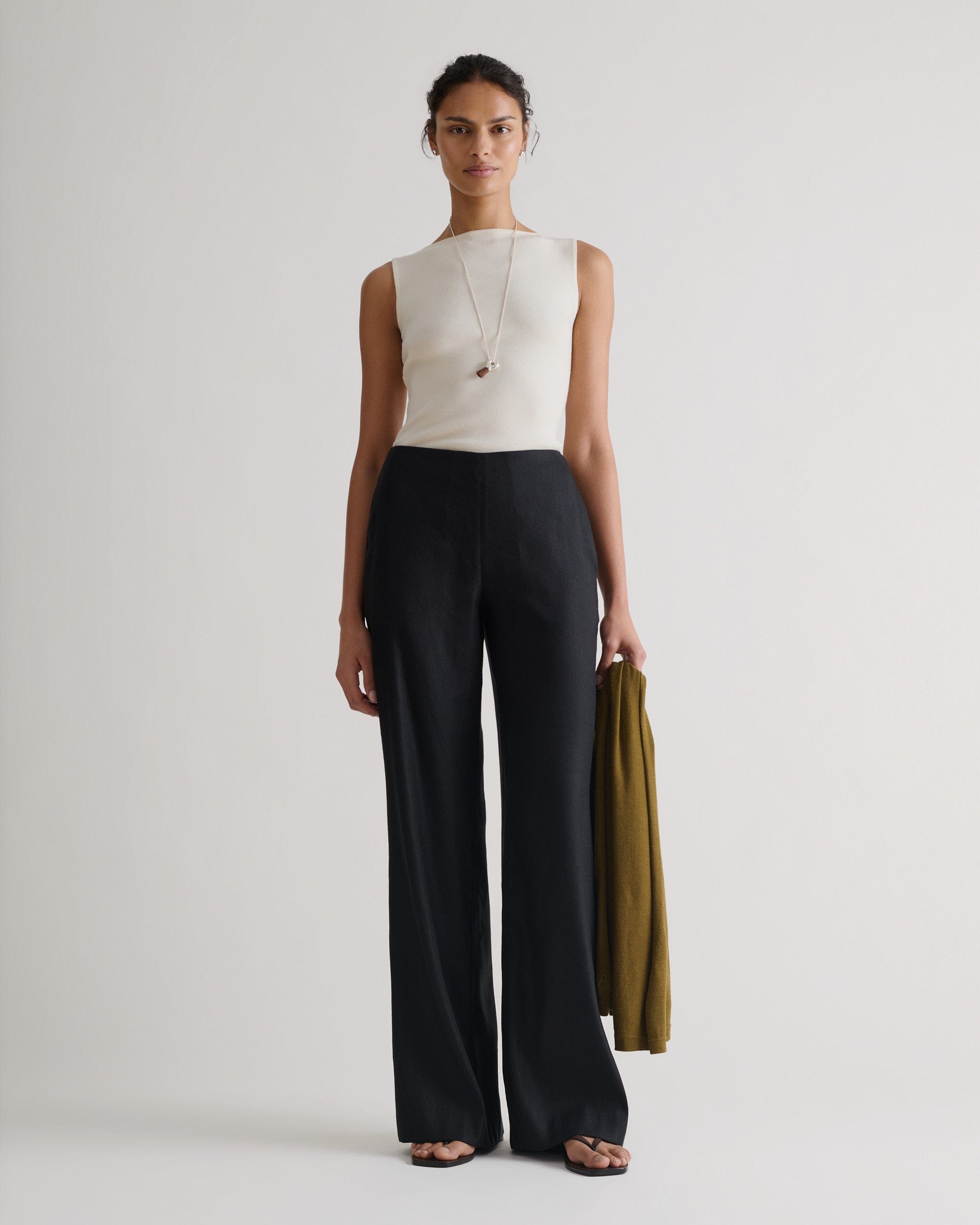Women's Merino Wool Straight Neck Vest - Buttermilk - Buttermilk / Xs