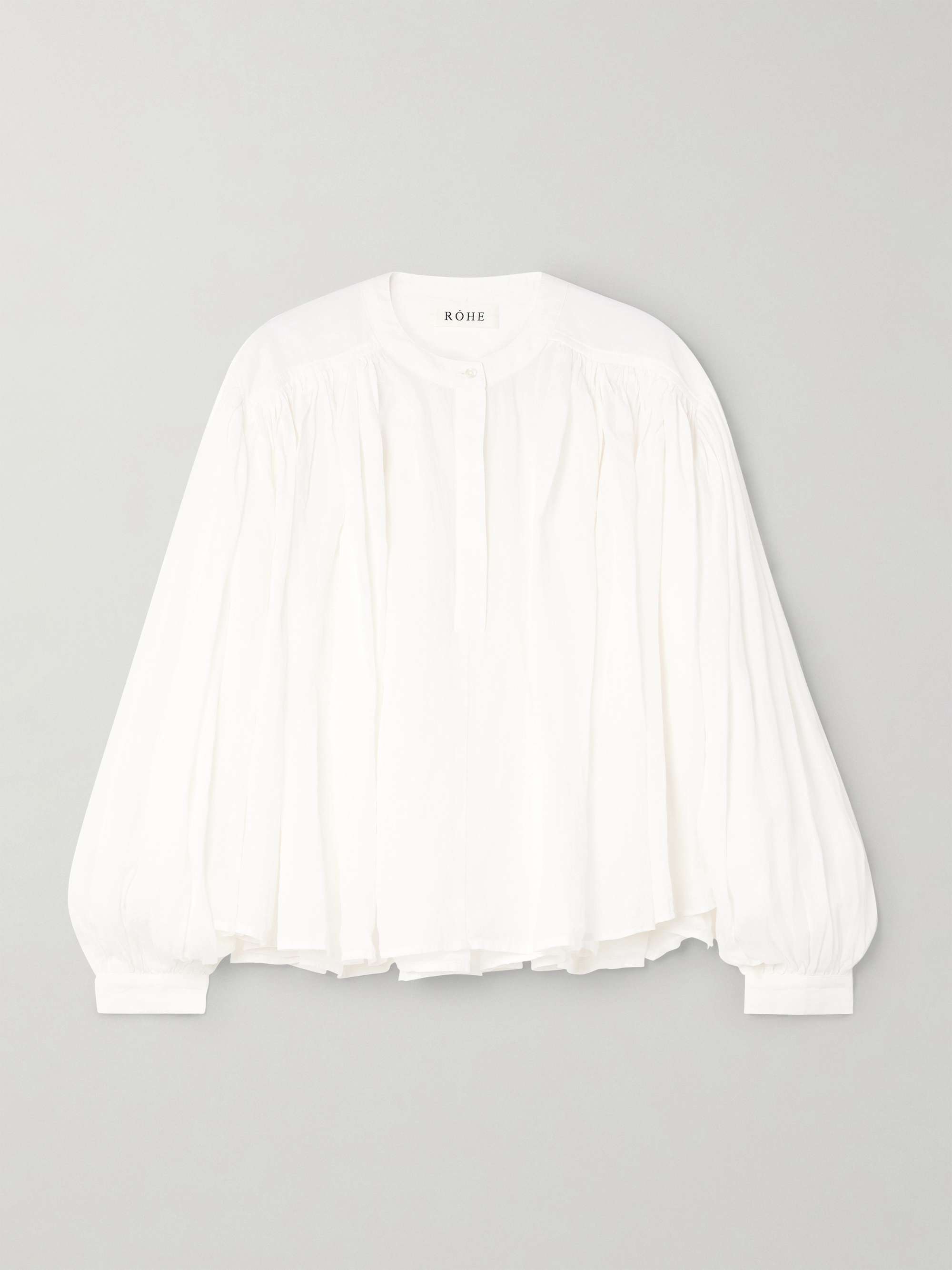 Gathered Ramie-Voile Blouse