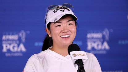 Rose Zhang talks to the media ahead of the KPMG Women's PGA Championship at Baltusrol