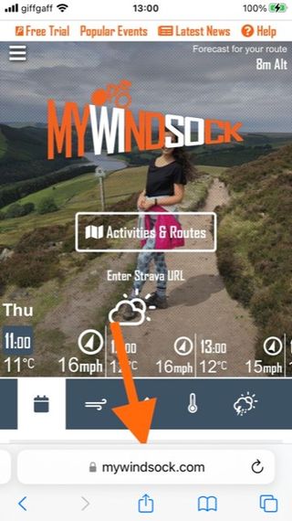 myWindsock app screenshot