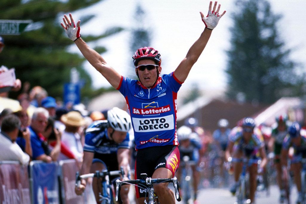 Robbie McEwen winning a stage of the race back in 2002