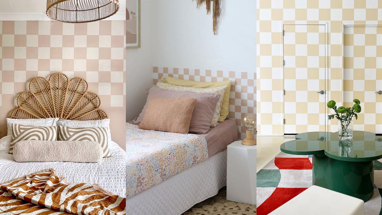 checkerboard wall murals