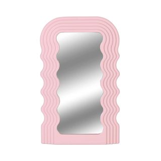 Simmer Stone Wave Pattern Irregular Makeup Mirror in pink