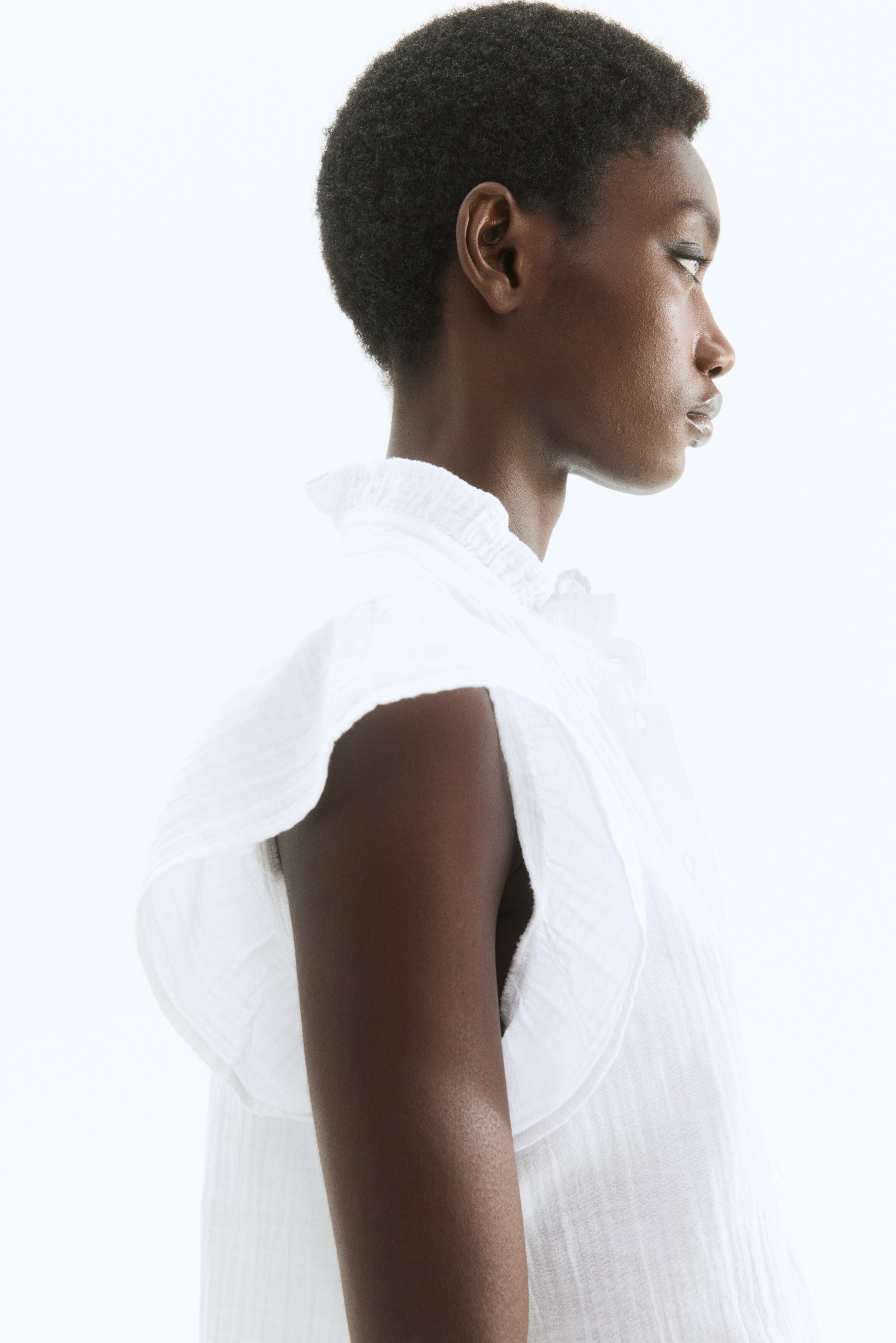 Flutter-Sleeved Muslin Blouse