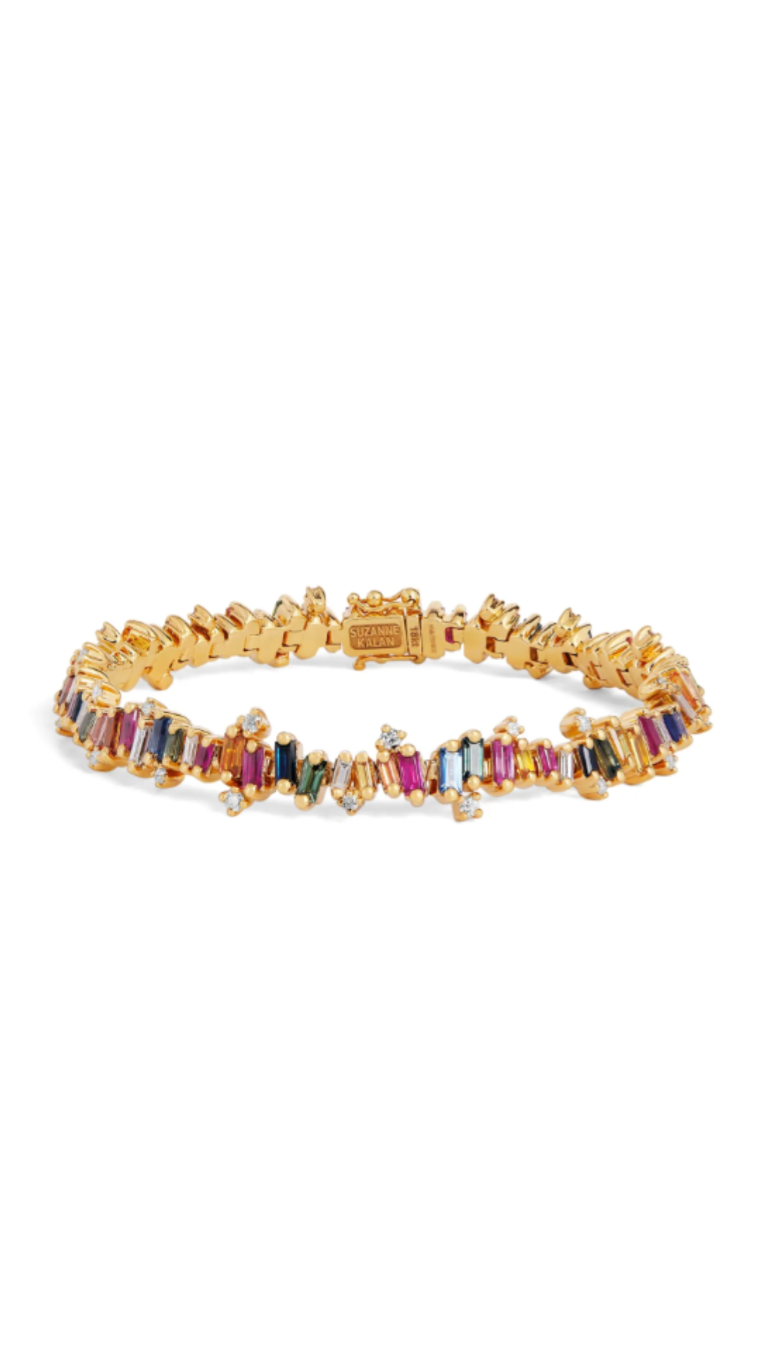 Suzanne Kalan, Yellow Gold, Diamond and Rainbow Sapphire Bold Burst Tennis Bracelet