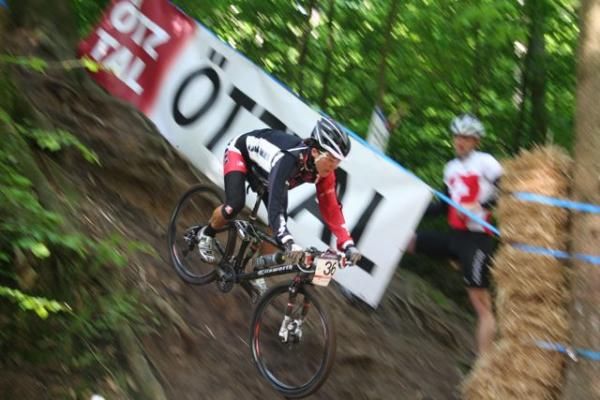 Pua Sawicki races a technical World Cup course in Offenburg, Germany.