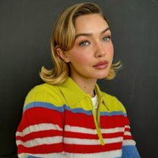 Gigi Hadid wearing the flicked bob hair trend