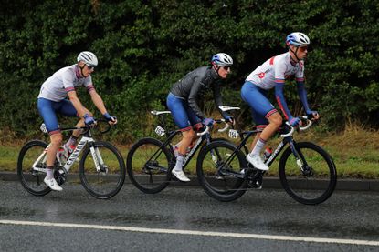 Three Great Britain cycling team riders