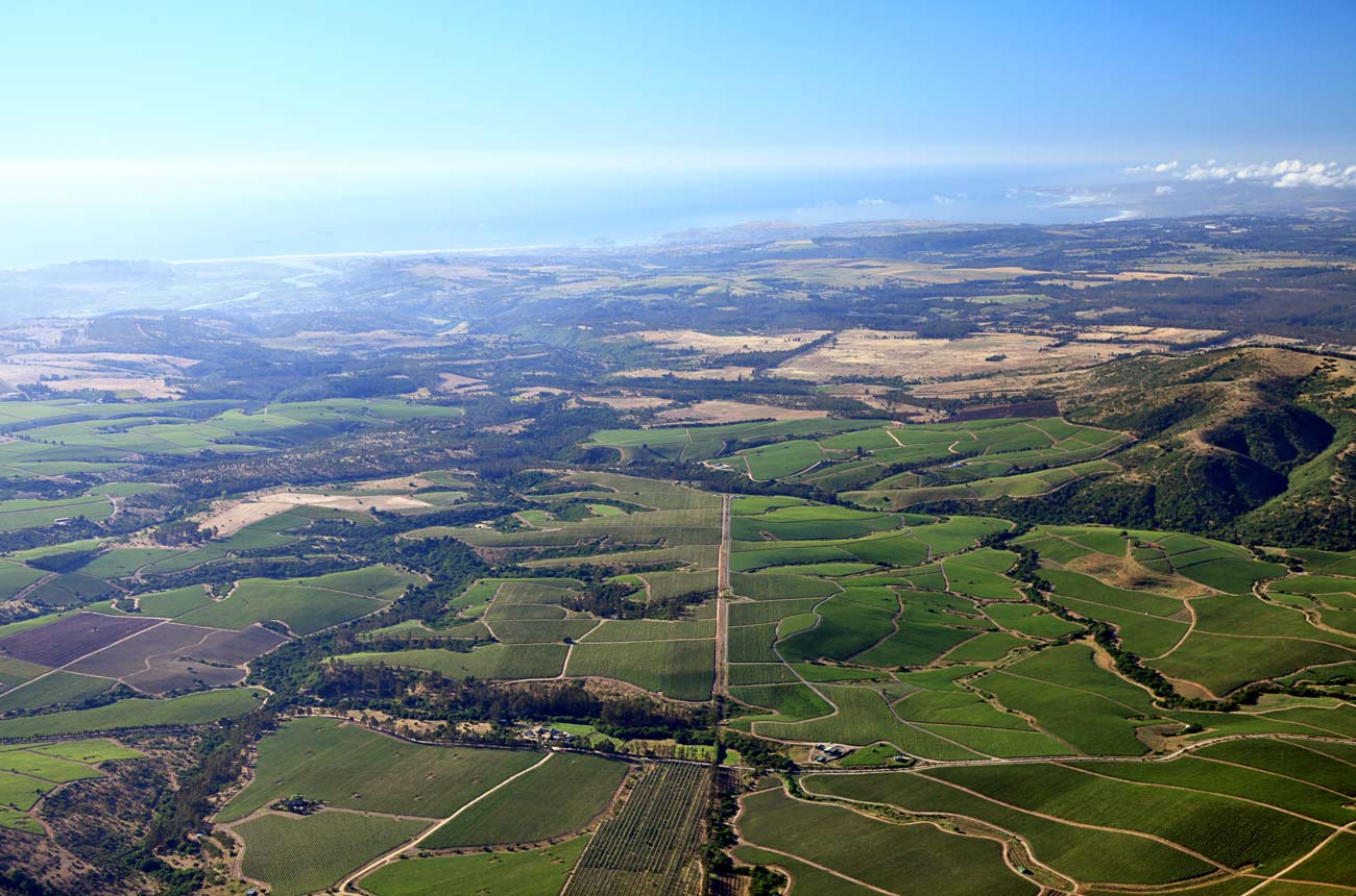An aerial view of Chile's coast