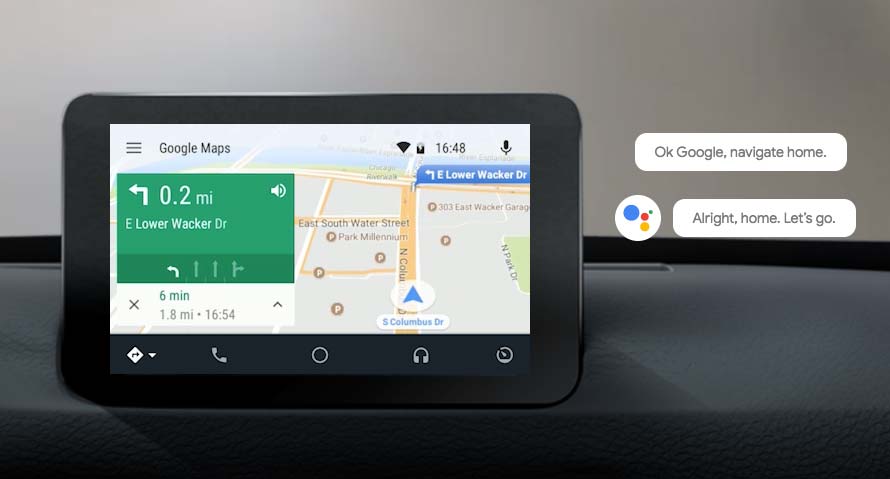 Android Auto takes advantage of Google Assistant and Maps for navigation. Credit: Google