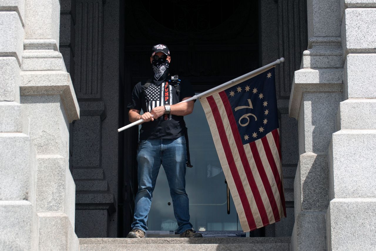 A protester in Colorado