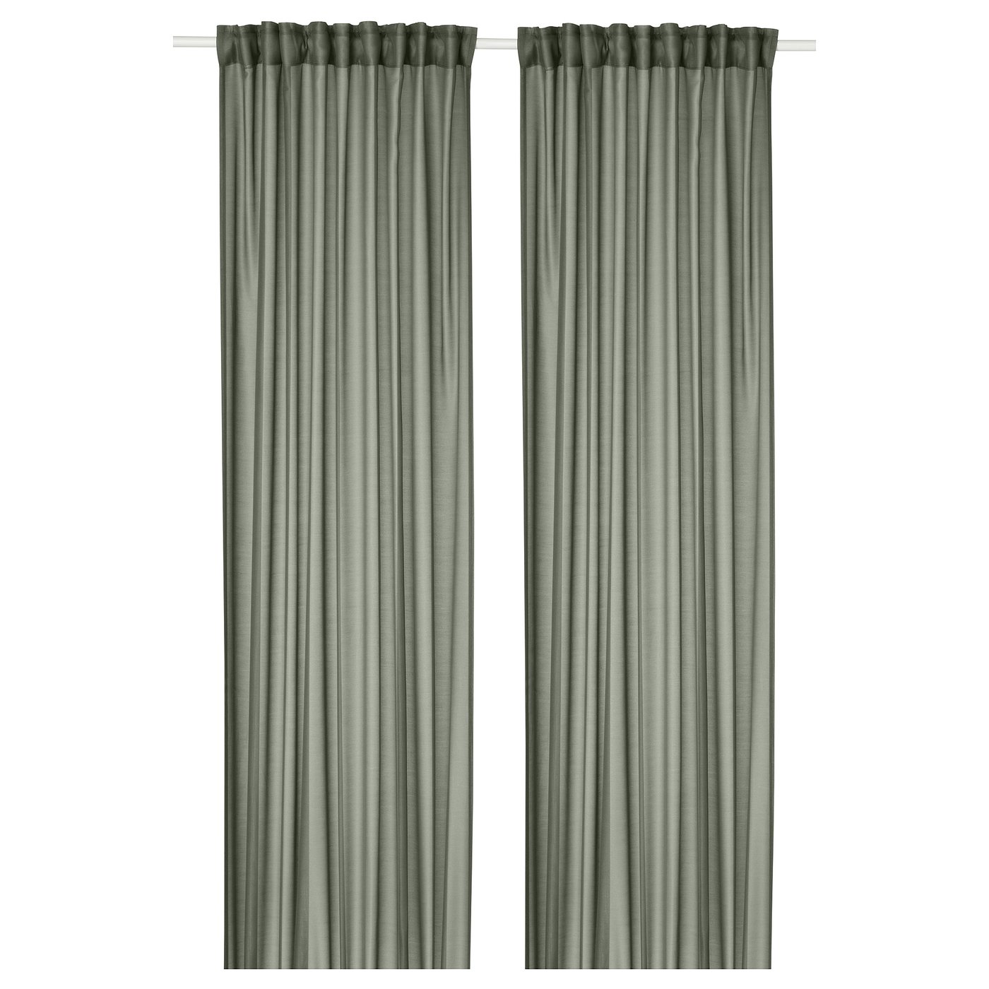 Stenfr&amp;Ouml; Sheer Curtains, 1 Pair - Green/with Heading Tape 145x250 Cm