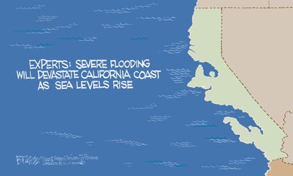 Editorial cartoon U.S. California rising sea levels climate change