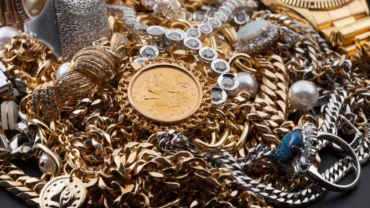 A collection of valuable goods including metals and jewellery