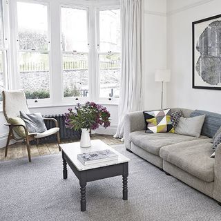 white living room with grey sofa victorian terrace in bristol