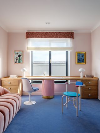 A room in pastel tones