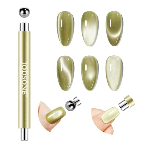 Jodsone 3-In-1 Cat Eye Magnet Nail Art Tool,cylindrical amp;amp; Ball Magnet Nail Art Pens, Multi-Effect Magnets for Cat Eye Gel Polish Diy at Home Salon(magnet Only, No Gel Included)