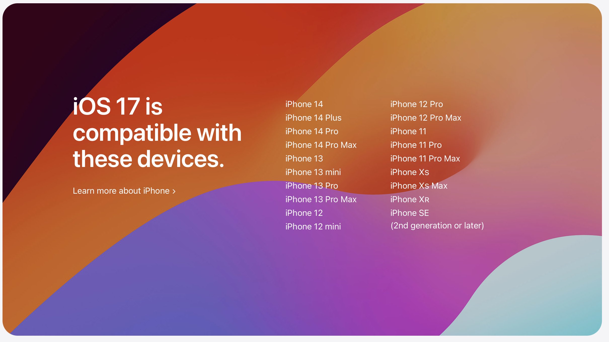 Lista de compatibilidad de dispositivos iOS 17