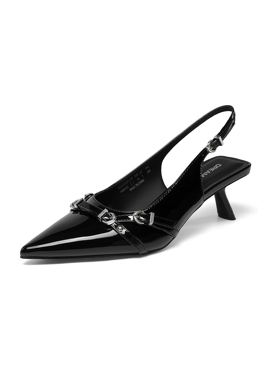 DREAM PAIRS, Dream Pairs Women's Low Kitten Heels Slingback Closed Pointed Toe Comfortable Dressy Pumps Wedding Party Casual Elegant Dress Shoes,size 7.5,black,sdpu25002w