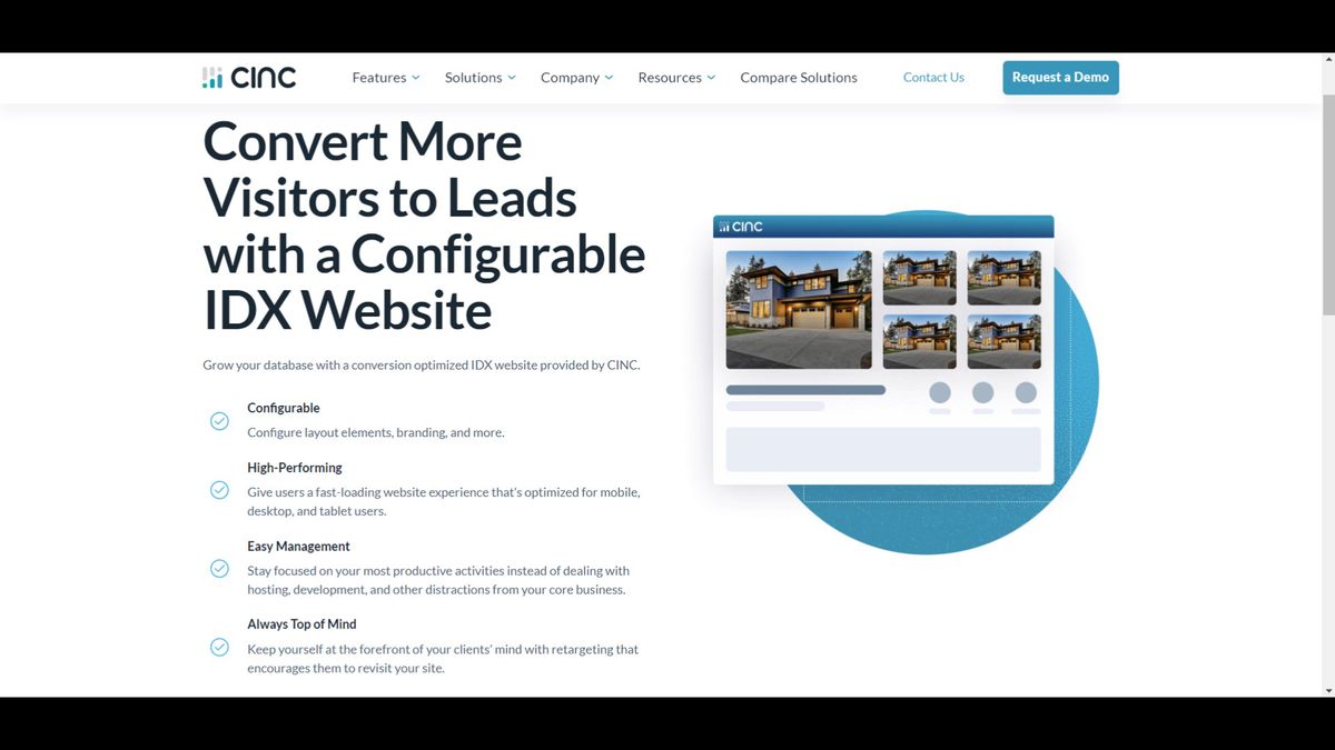 Screenshot of the CINC website&rsquo;s IDX Website page.