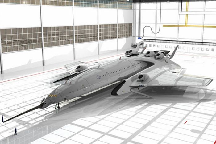 Futuristic airliner with fusion reactor