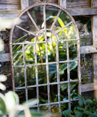 distressed garden mirror