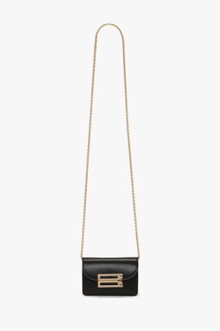 Micro Dorian Bag With Chain Strap in Black Smooth Leather