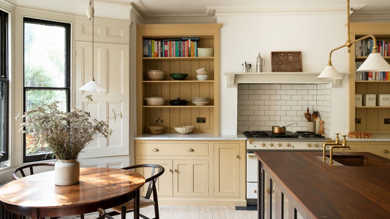 kitchen with butter yellow cabinets