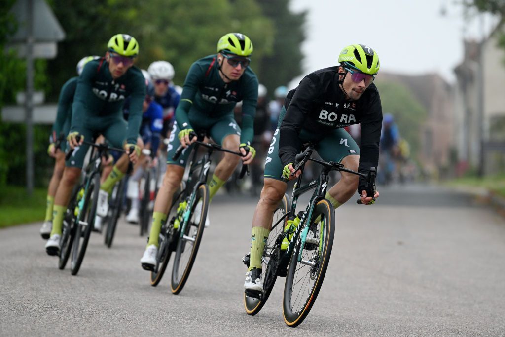 Riders during Dauphine 2024 stage 1