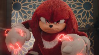 Knuckles with lighting coming out of his hands in the new miniseries