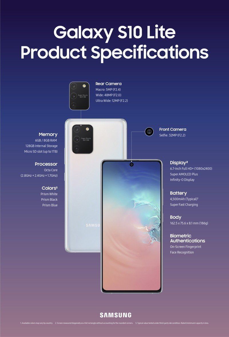 Galaxy S10 Lite Product Specs