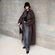 Influencer wearing a The Row-inspired outfit