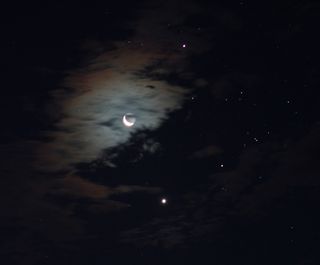 The conjunction of the moon, Jupiter and Venus in Taurus on July 15, 2012.