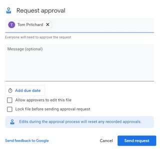 google docs approvals sharing menu
