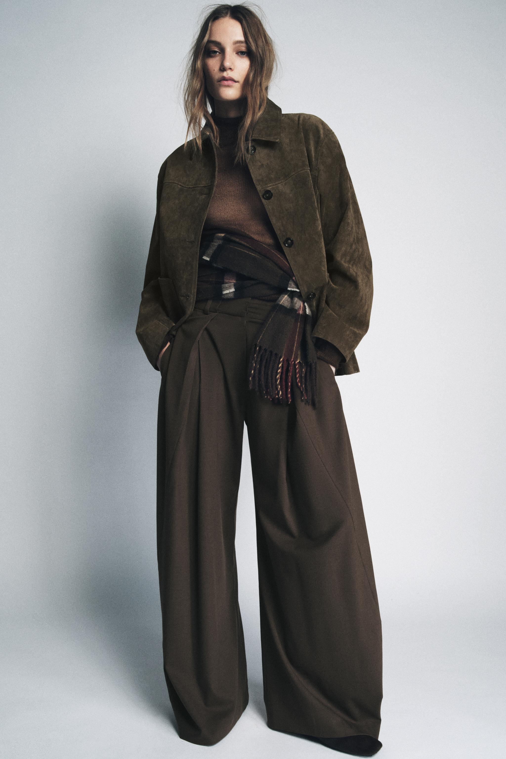 Zw Collection Wide-Leg Trousers With Pleats