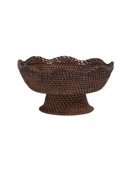 Dark Brown Rattan Footed Bowl