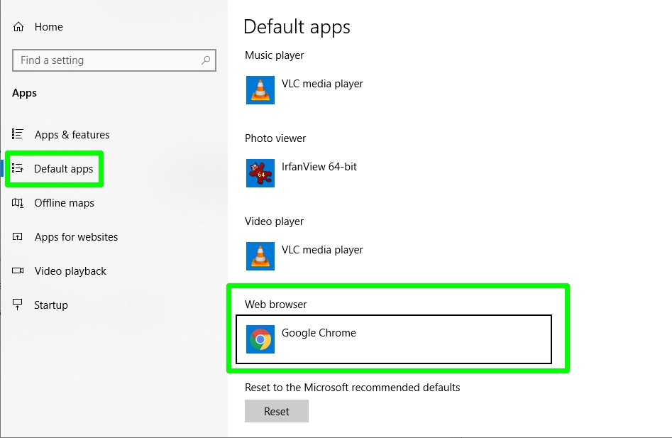 how to change default browser - default apps