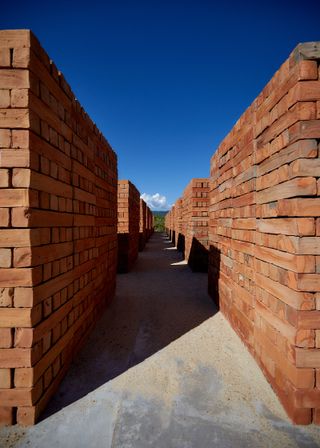 Installation view of Atlantes, 2019, by Bosco Sodi, Oaxaca, Mexico