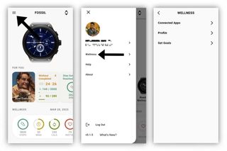 Editing your Wellness profile in the Fossil Smartwatches app