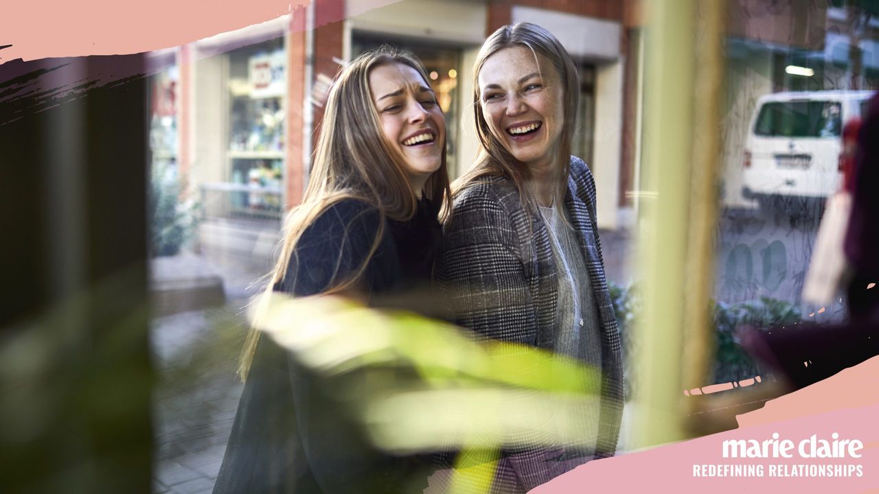 two friends laughing