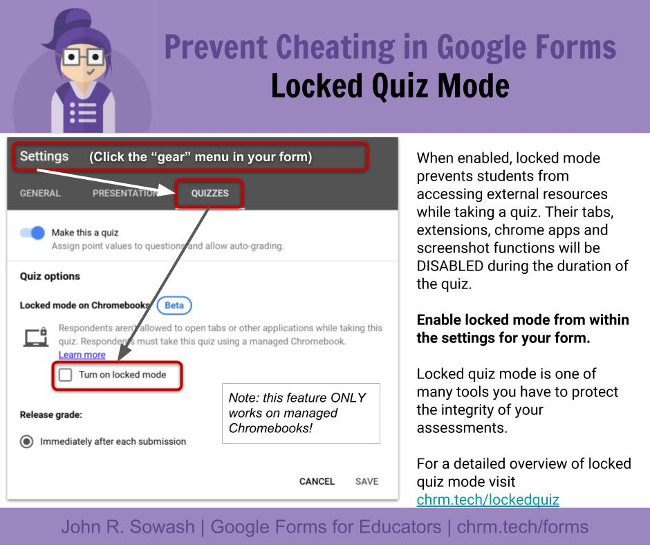 Illustration: Prevent cheating in Google Forms with Locked Quiz Mode