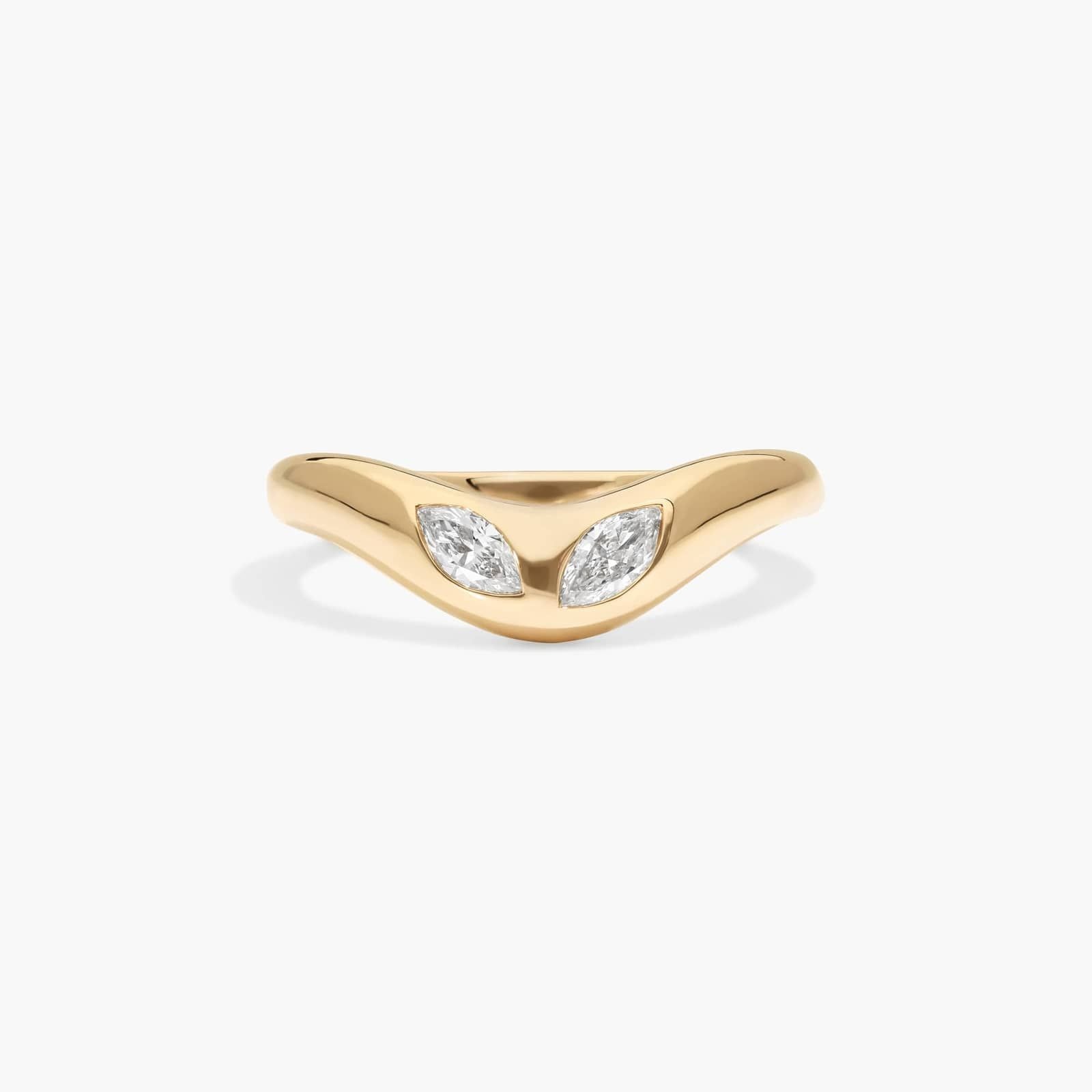james allen, Curved Dome Two Stone Ring With 0.20 CTW Marquise Cut Lab-Grown Diamonds In 14K Yellow Gold
