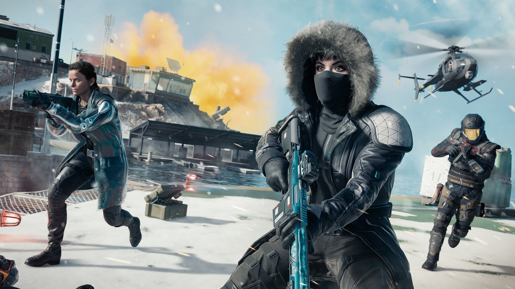 An official screenshot of the winter refresh of the Rebirth Island map in Call of Duty: Warzone.