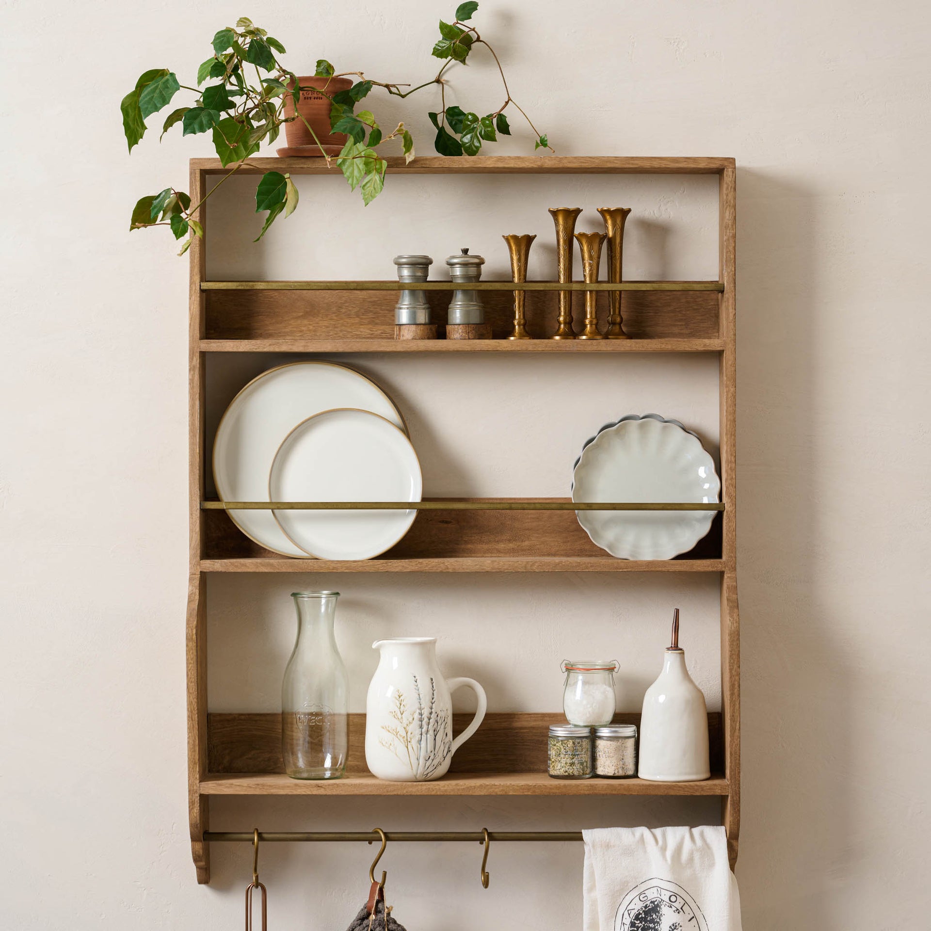 Hannon Wood and Brass Display Shelf